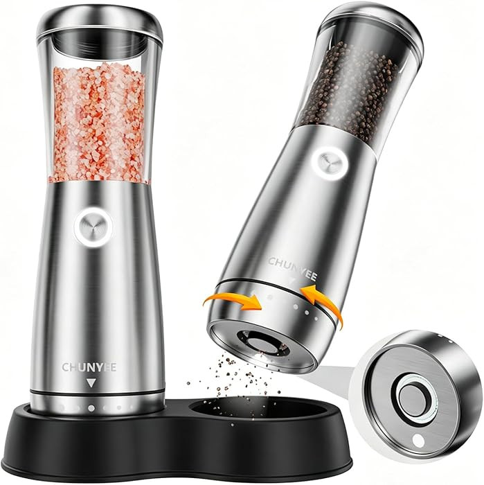 Electric Salt and Pepper Grinder Set - Automatic Stainless Steel Rechargeable Salt and Pepper Gri... | Amazon (US)