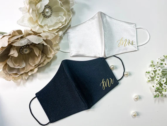 Custom Made Bride and Groom Breathable Face Mask. Personalized Wedding Mask. | Etsy (US)