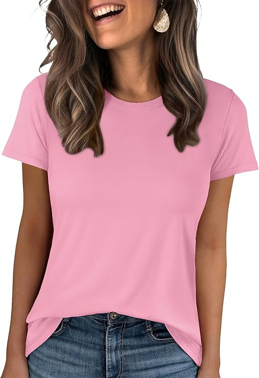 ANRABESS Women Short Sleeve Tops Summer Basic Tee Wrinkle-Free Trendy Cute T Shirts 2026 Spring B... | Amazon (US)