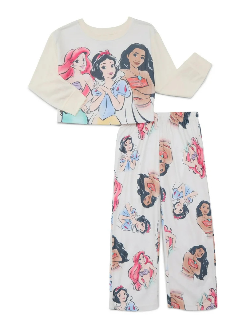 Disney Princess Girls Long Sleeve Top and Pants Pajama Set, 2-Piece, Sizes 4-12 | Walmart (US)