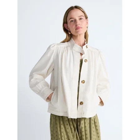 Scoop Women’s Cropped Ruched Jacket, Sizes XS-XXL | Walmart (US)