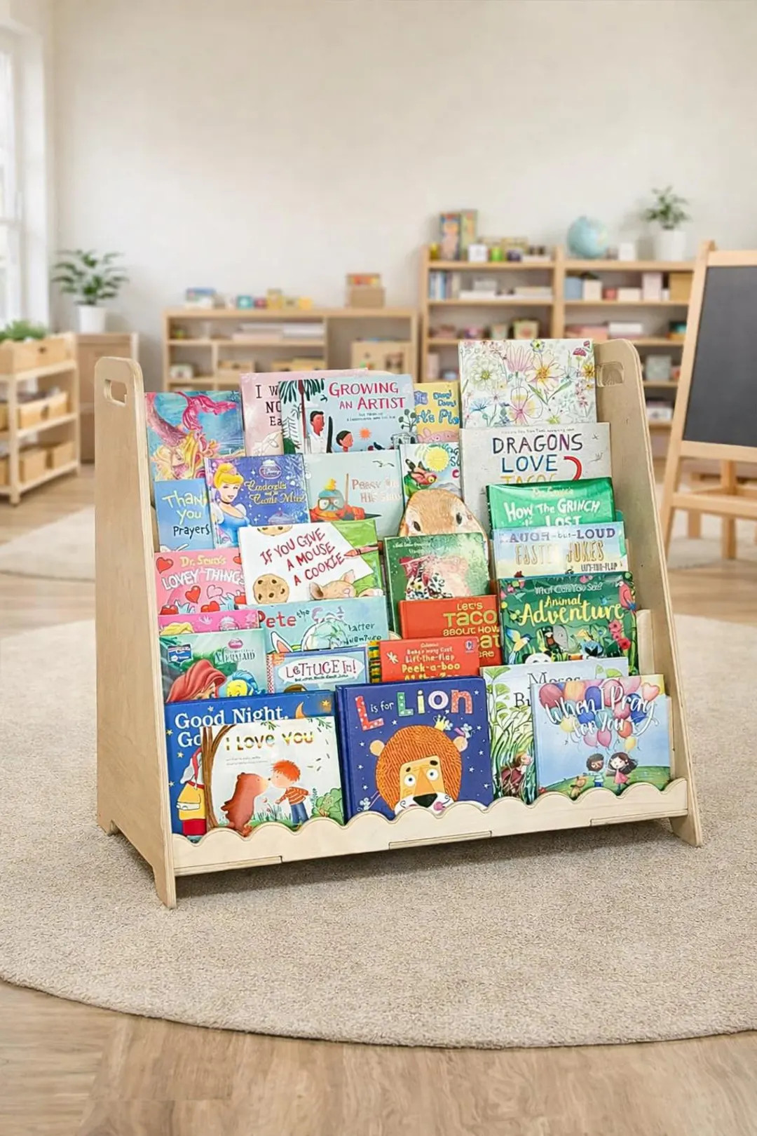 Scalloped Bookshelf Montessori Shelf Minimalist Design Gift for Toddler Gift for 2 Year Old Child... | Etsy (US)