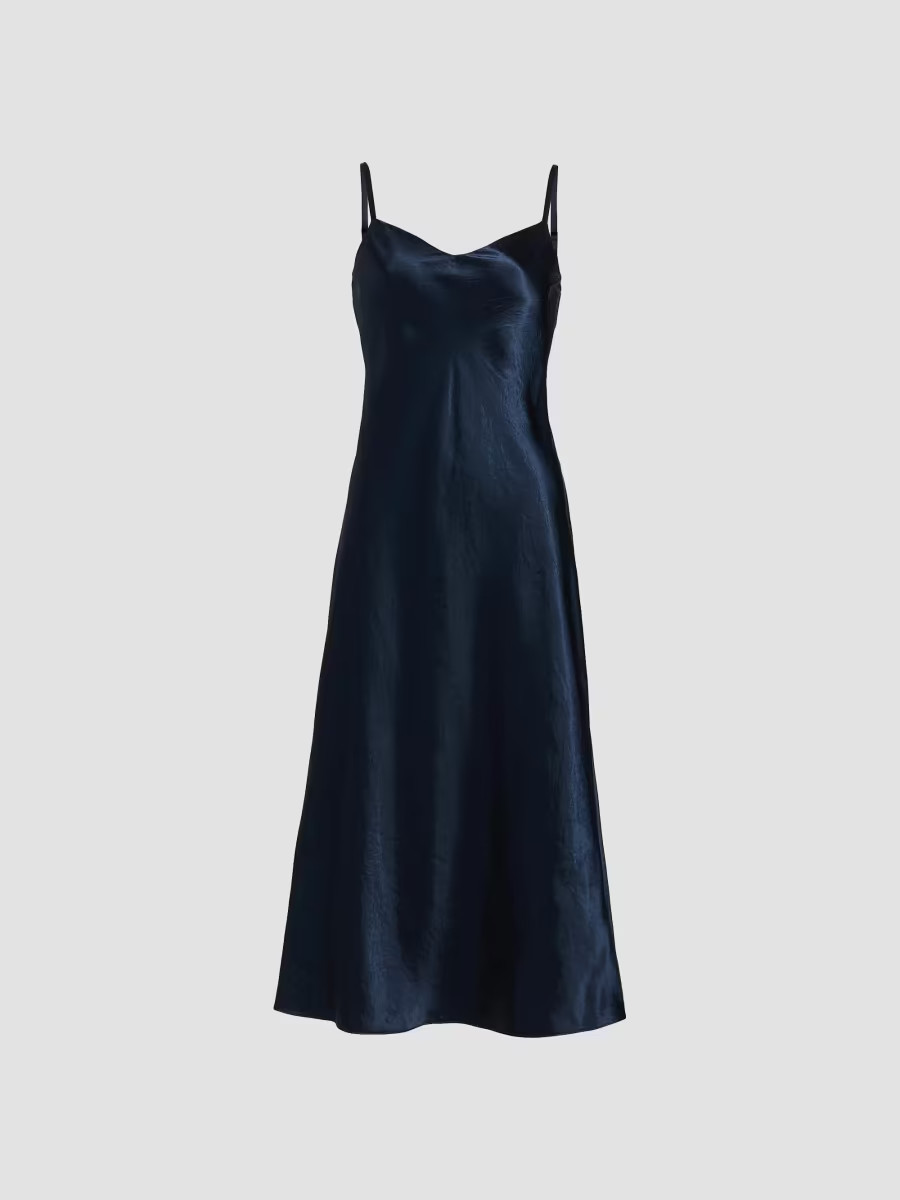 Women's Satin V-Neck Slip Midi-Dress - Black - Size XXS | Saks Fifth Avenue