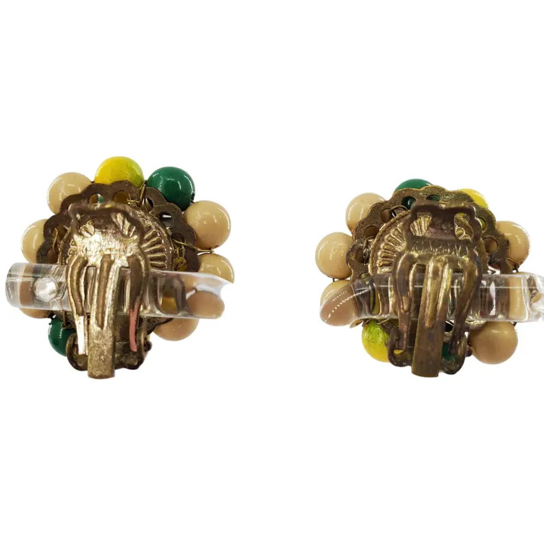 Vintage 1950s Fruit Salad Earrings, Japan Wood Bead Clip-ons | Etsy (US)