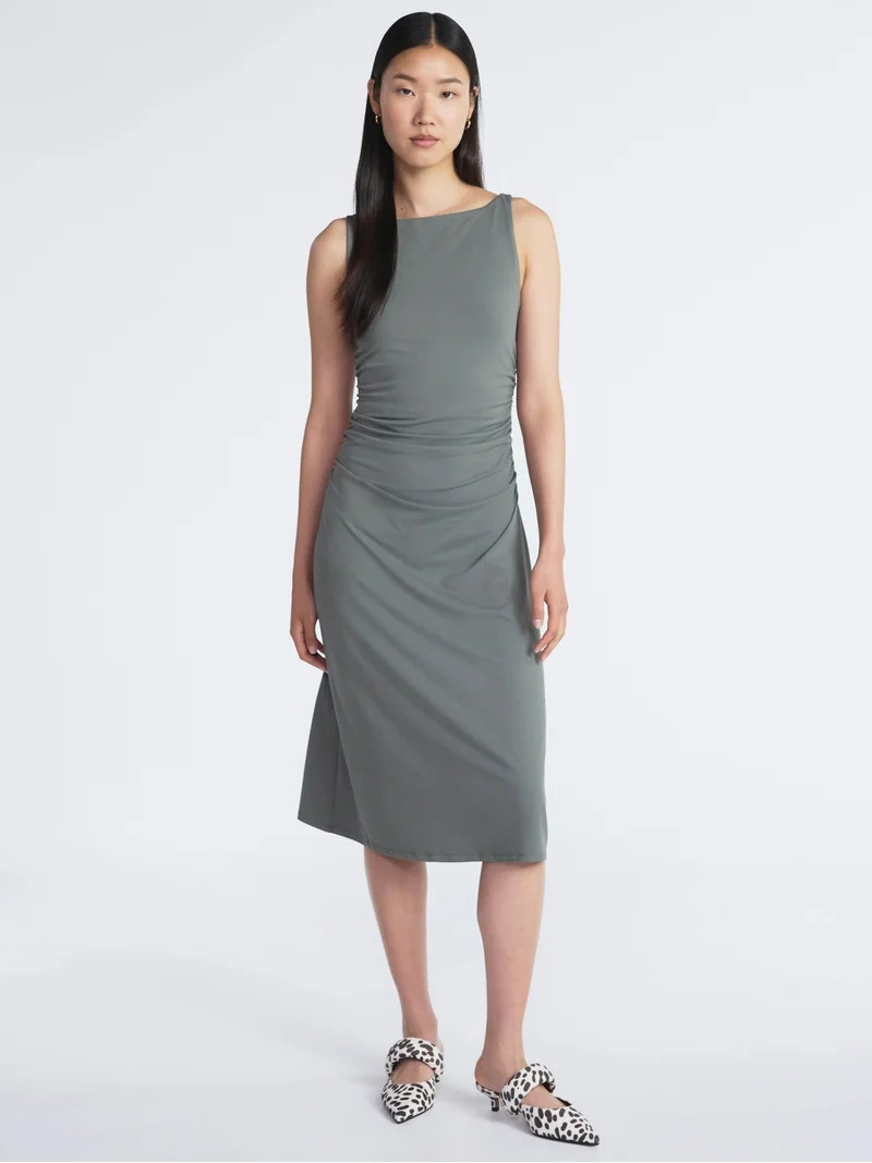 Scoop Women's Sleeveless Contour Midi Dress, Sizes XS-XXL | Walmart (US)