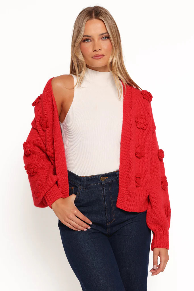 Doralee Rose Cardigan - Red | Petal & Pup (US)