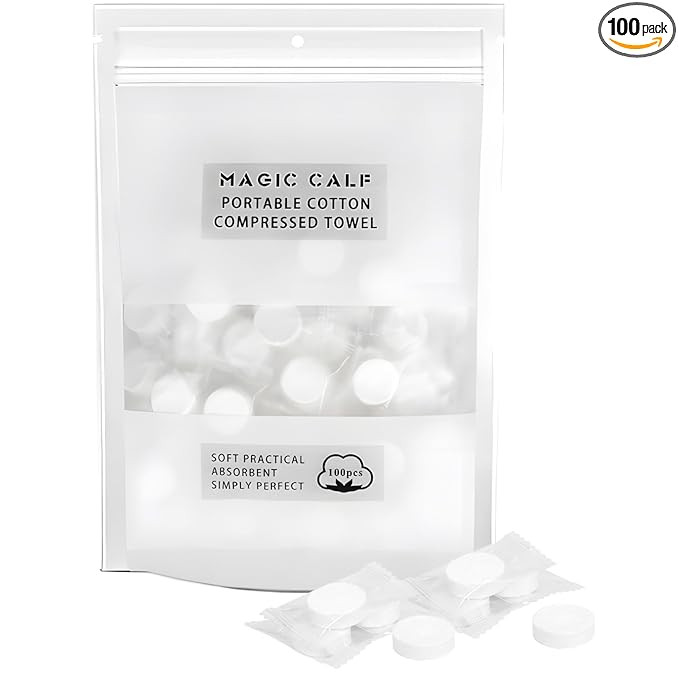 Compressed Towel 100 PCS Mini Tablets Disposable Portable Face Towel Cotton Coin Tissue for Trave... | Amazon (US)