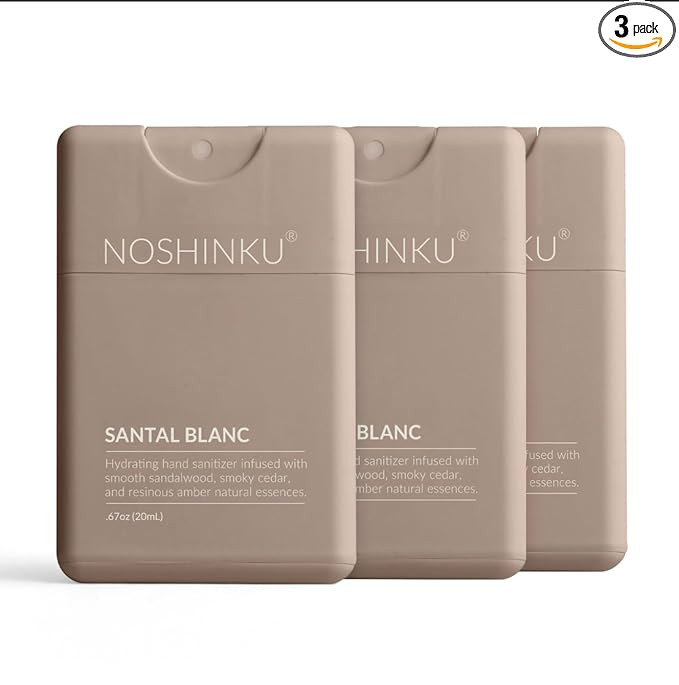 Noshinku - Refillable Hand Sanitizer Santal Blanc 3-Pack, Travel Size Spray with Hydrating Botani... | Amazon (US)