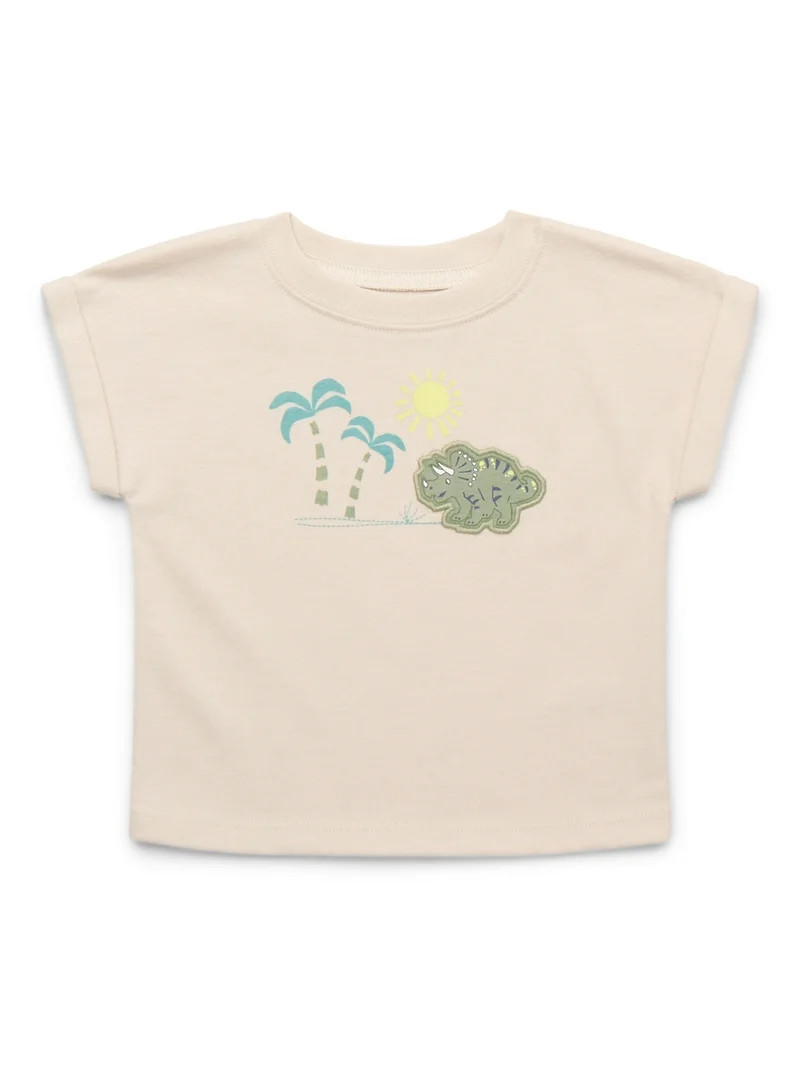 Garanimals Baby Boy Drop Shoulder Jersey Tee with Rolled Sleeves, Sizes 0-24 Months | Walmart (US)