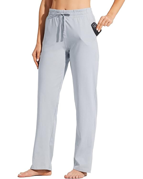 Willit Women's Cotton Sweatpants Open Bottom Yoga Sports Pants Straight Leg Lounge Athletic Pants... | Amazon (US)