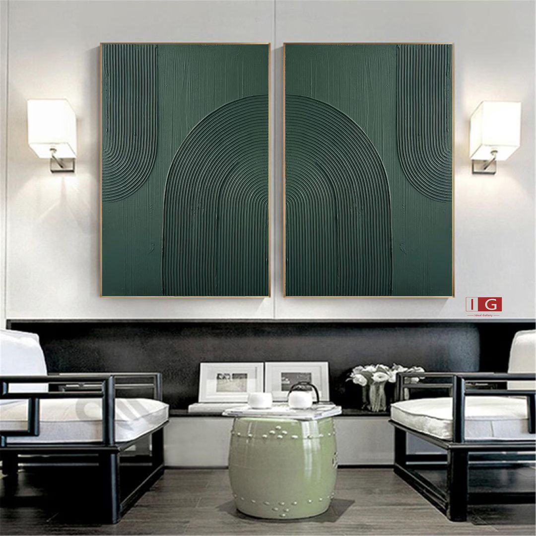 Green Minimalist Painting Green Abstract Painting Green Wall Art Green wall decor Set of 2 Green ... | Etsy (CAD)
