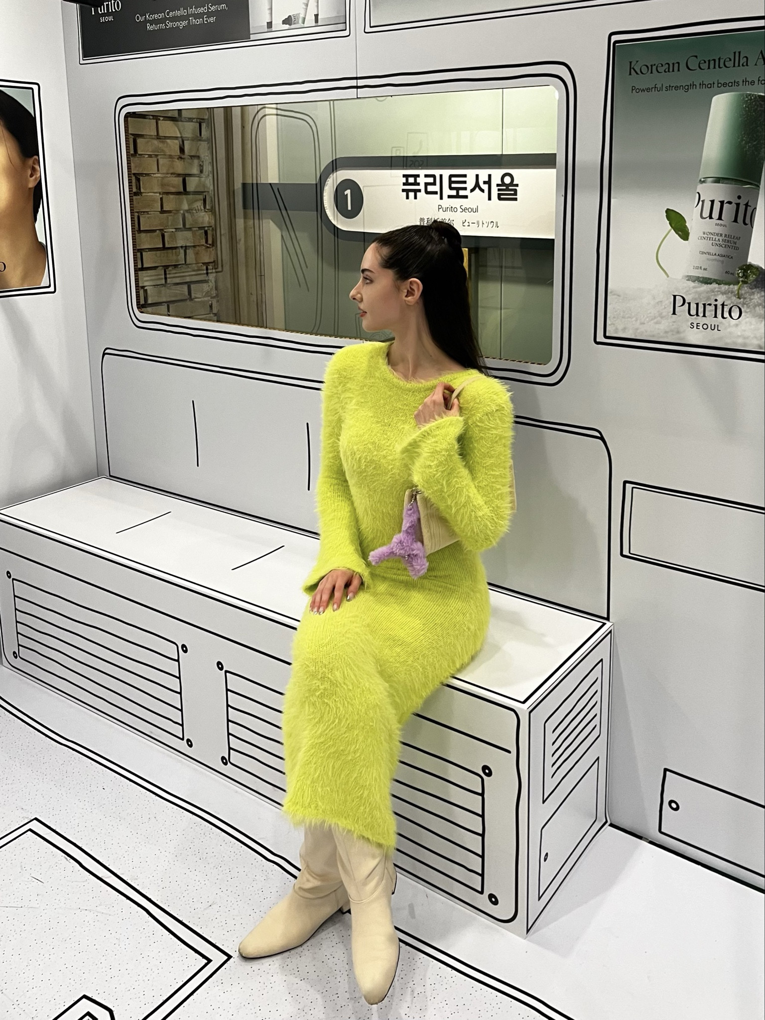 cozy spring lime green long sleeve mohair maxi dress from ASOS🍋💚