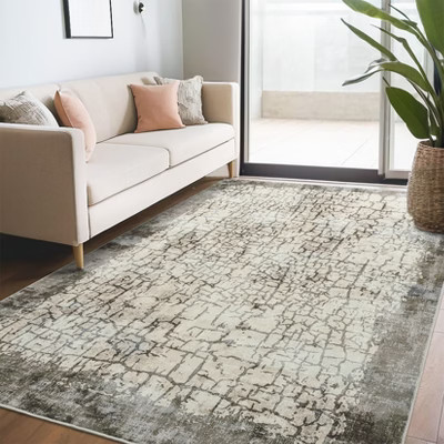 Modern Abstract Area Rug, Non Slip Washable Low Pile Decor Carpet for Living Room Bedroom Indoor Home Decor | Target