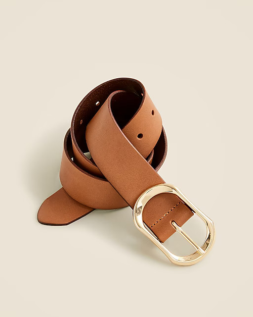 Oval buckle belt in Italian leather | J. Crew US