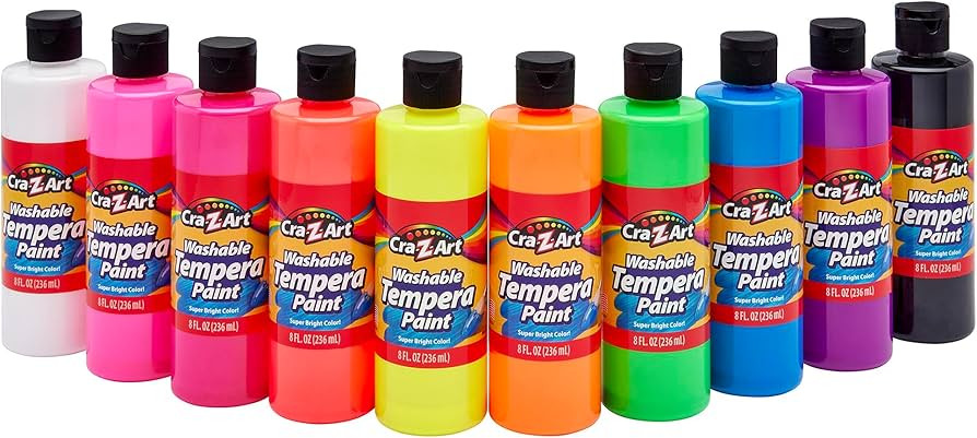 Cra-Z-Art POP! Neon Washable Tempera Paint For Kids Bulk Pack 10ct, Assorted Fluorescent Colors T... | Amazon (US)