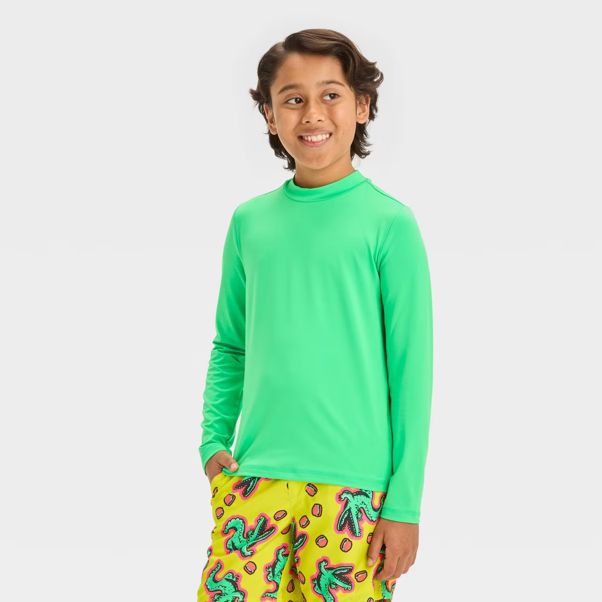 Boys' Long Sleeve Solid Rash Guard Top - Cat & Jack™ Aqua Green | Target