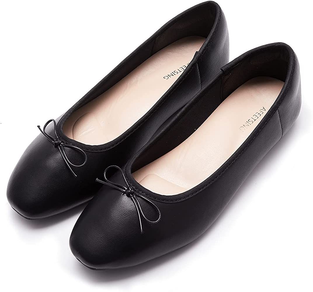 AFEETSING Women's Round Toe Ballet Flats Comfortable Bow Dressy Flats Shoes for Women | Amazon (US)