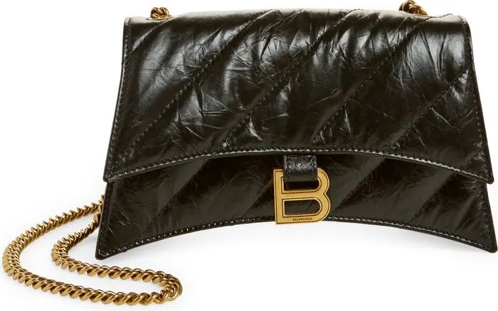 Hourglass Quilted Crushed Leather Wallet on a Chain | Nordstrom