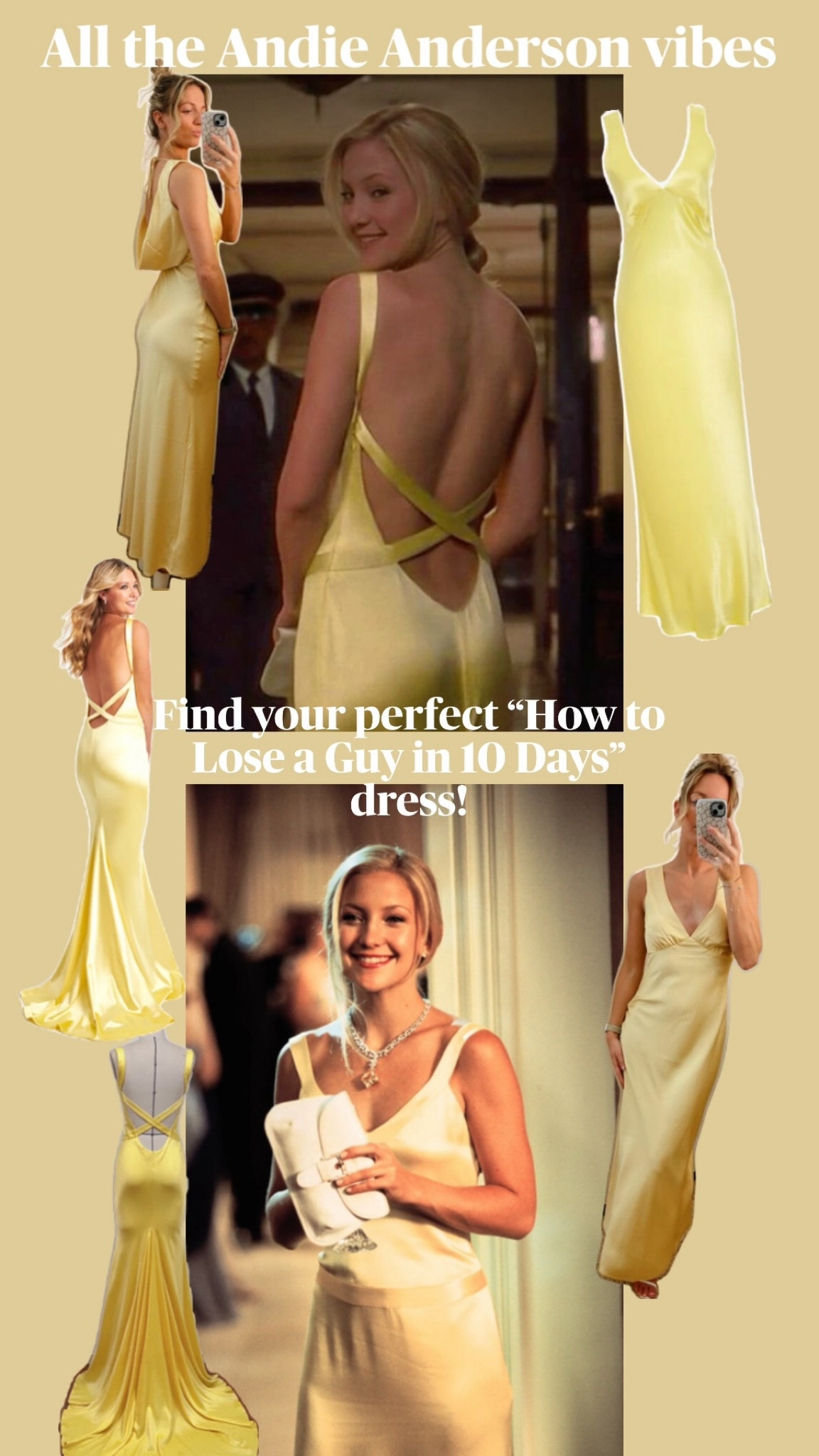 Have your Andie Anderson moment and find your perfect How to Lose a Guy in 10 Days dress!! 
All dresses linked 
I bought the Abercrombie one in a size XS 🫶🏼 
Yellow dress, yellow prom dress, prom dress, wedding guest dress

#promdress #yellowdress #yellowpromdress #prom2024 #weddingguestdress 

#LTKsalealert #LTKwedding #LTKU