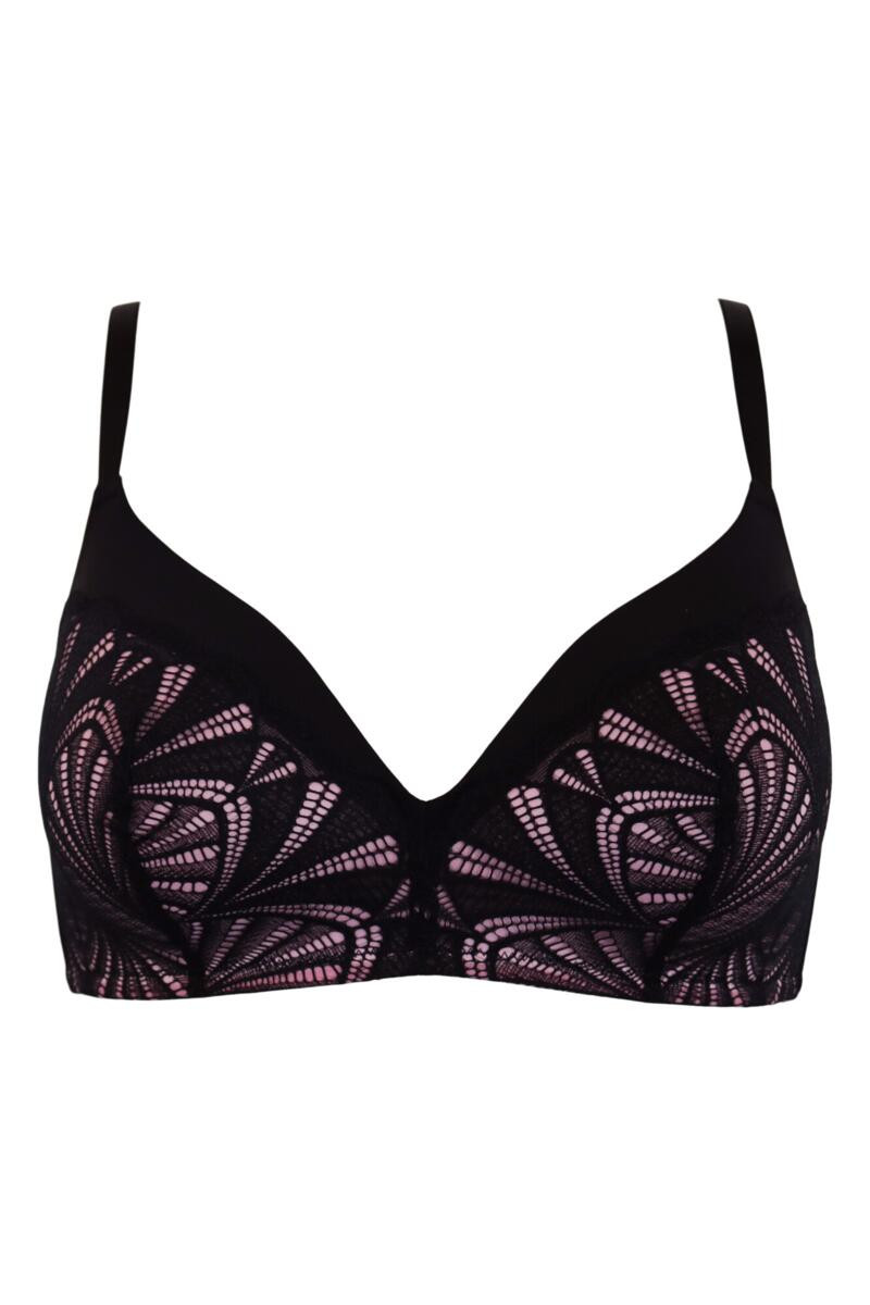 New Romance Padded Non-Wired T-Shirt Bra - Black/Rose | Pour Moi