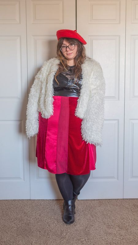 Plus size white fur jacket and cut and sew skirt outfit 

#LTKcurves #LTKSeasonal