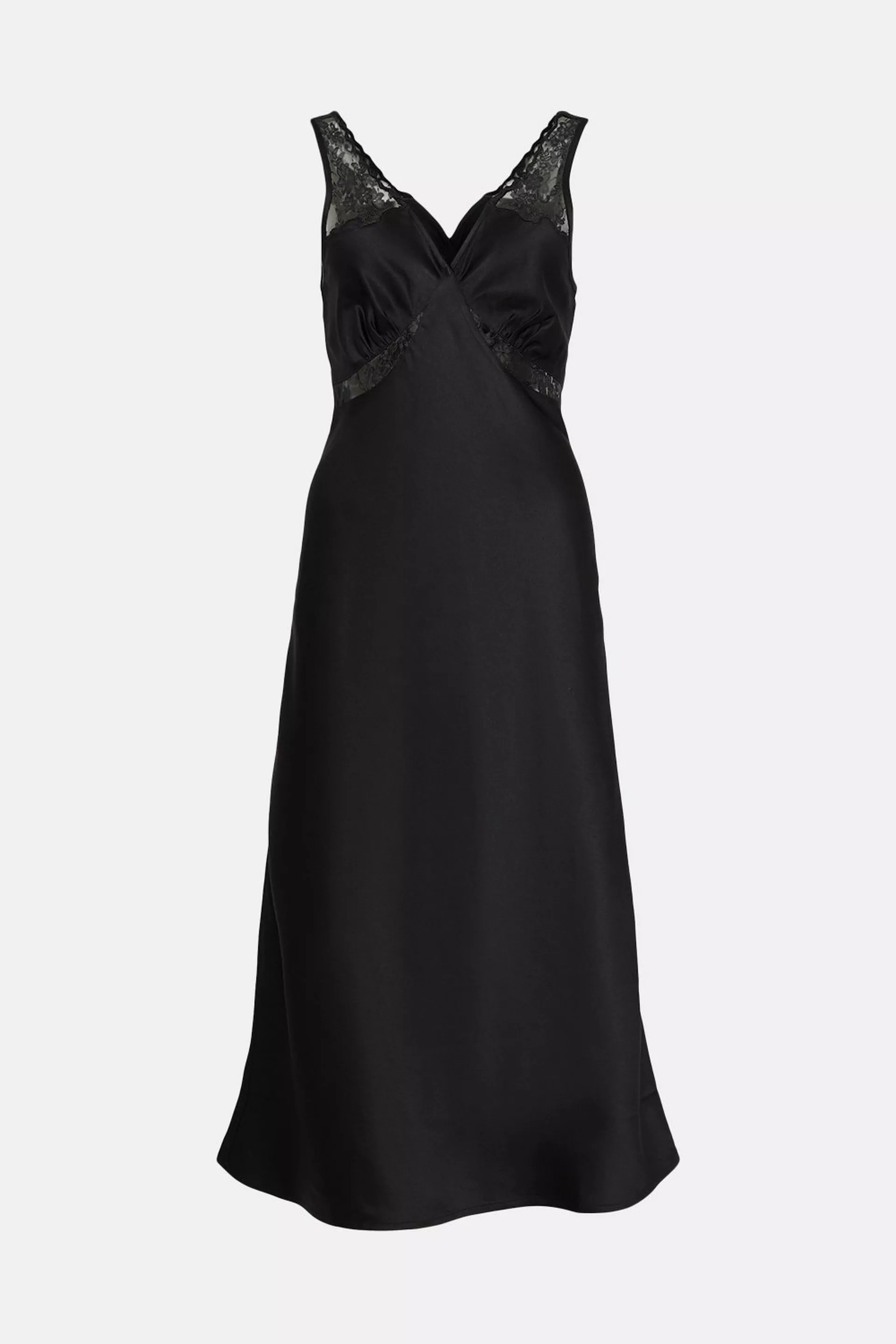 Dresses | Lace Trim Scallop Satin Midi Slip Dress | Oasis | Oasis UK & IE