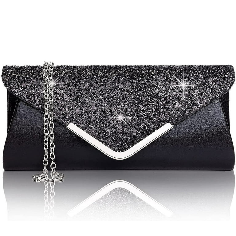 Women Clutch Bag Elegant Sequins Evening Clutch Purse Chain Shoulder Bags Sparkly Silver Evening ... | Walmart (US)