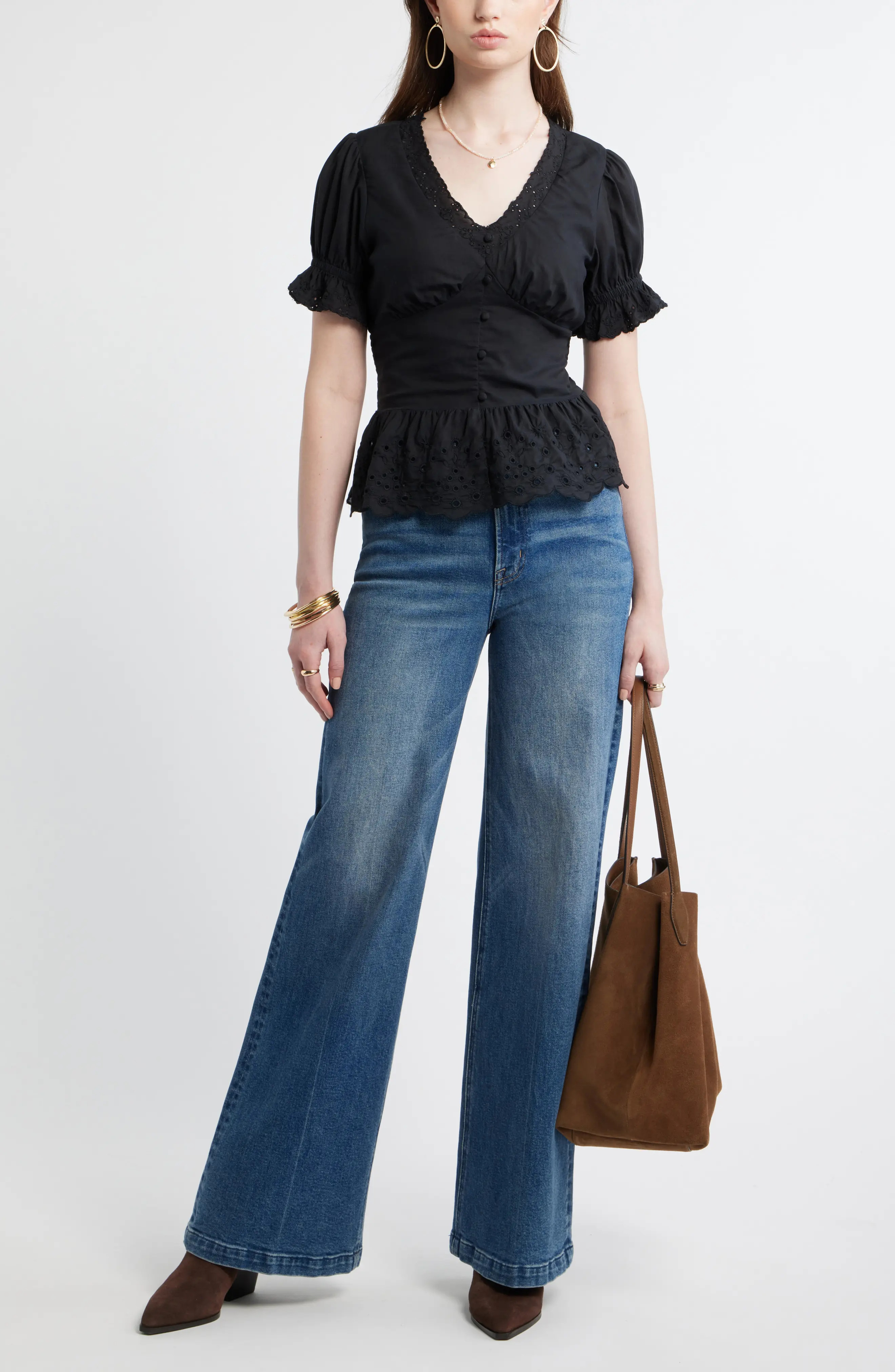 Cutwork Peplum Top (Women) | Nordstrom | Nordstrom