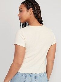 Lettuce-Edge Thermal-Knit Cropped T-Shirt for Women | Old Navy (US)