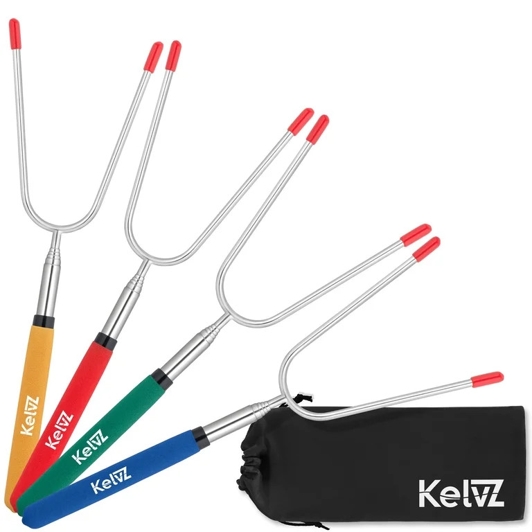 KelvZ Set of 4 Telescoping Marshmallow Roasting Sticks with Bag & Smore Recipes Ebook - 34" Smore... | Walmart (US)