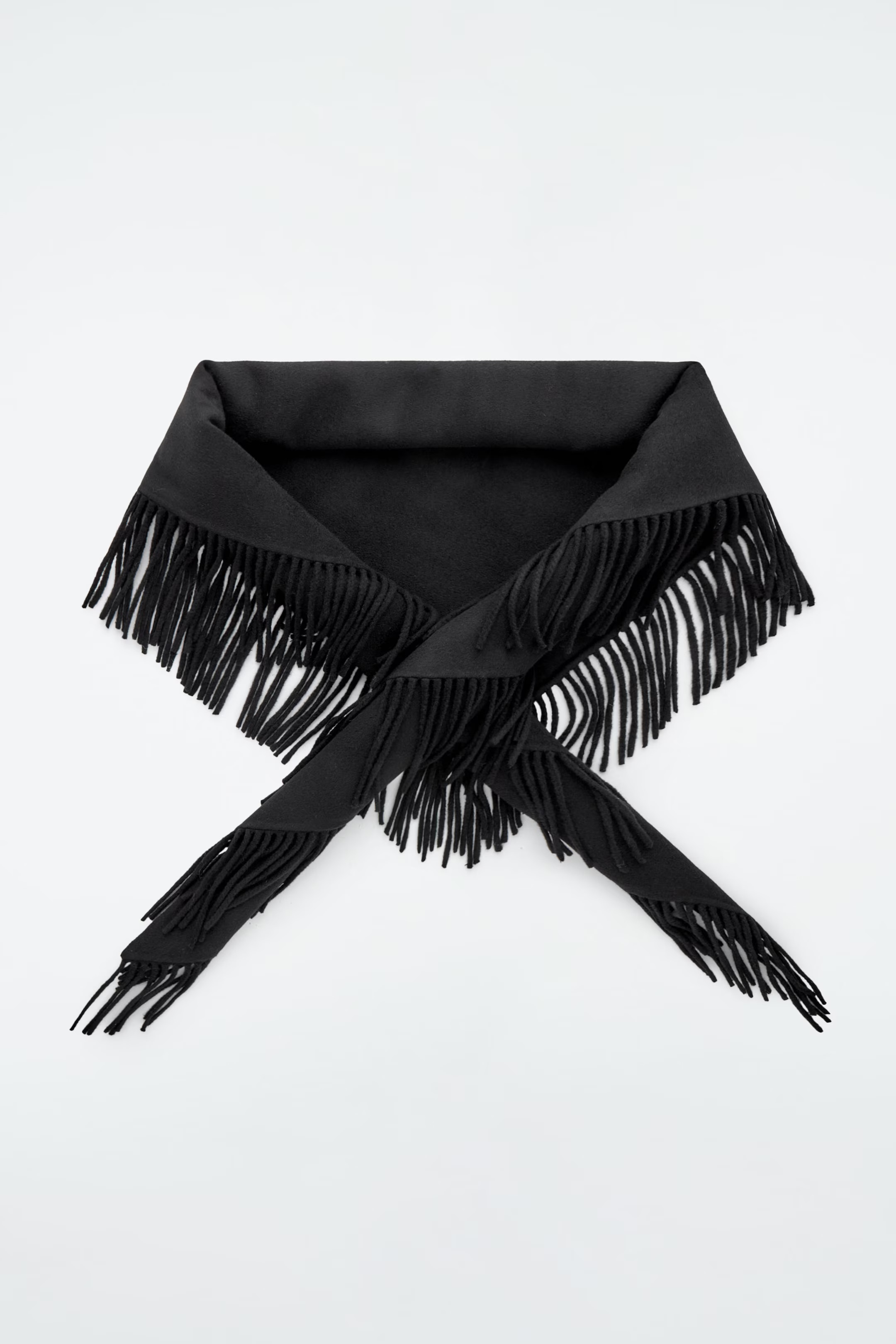 FRINGED MERINO WOOL TRIANGLE SCARF - BLACK | COS | COS UK