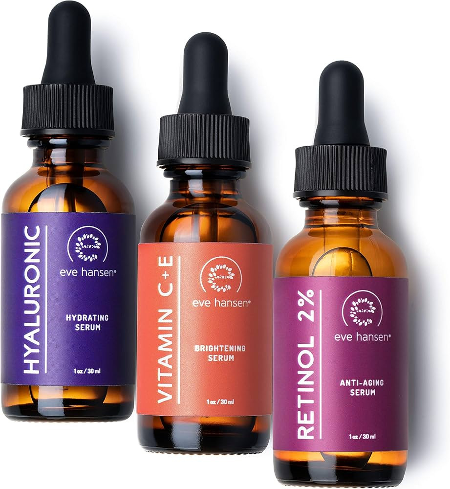 Eve Hansen Facial Serum Set | Vitamin C Serum, Hyaluronic Acid Serum, Retinol Serum | Hydrating a... | Amazon (US)