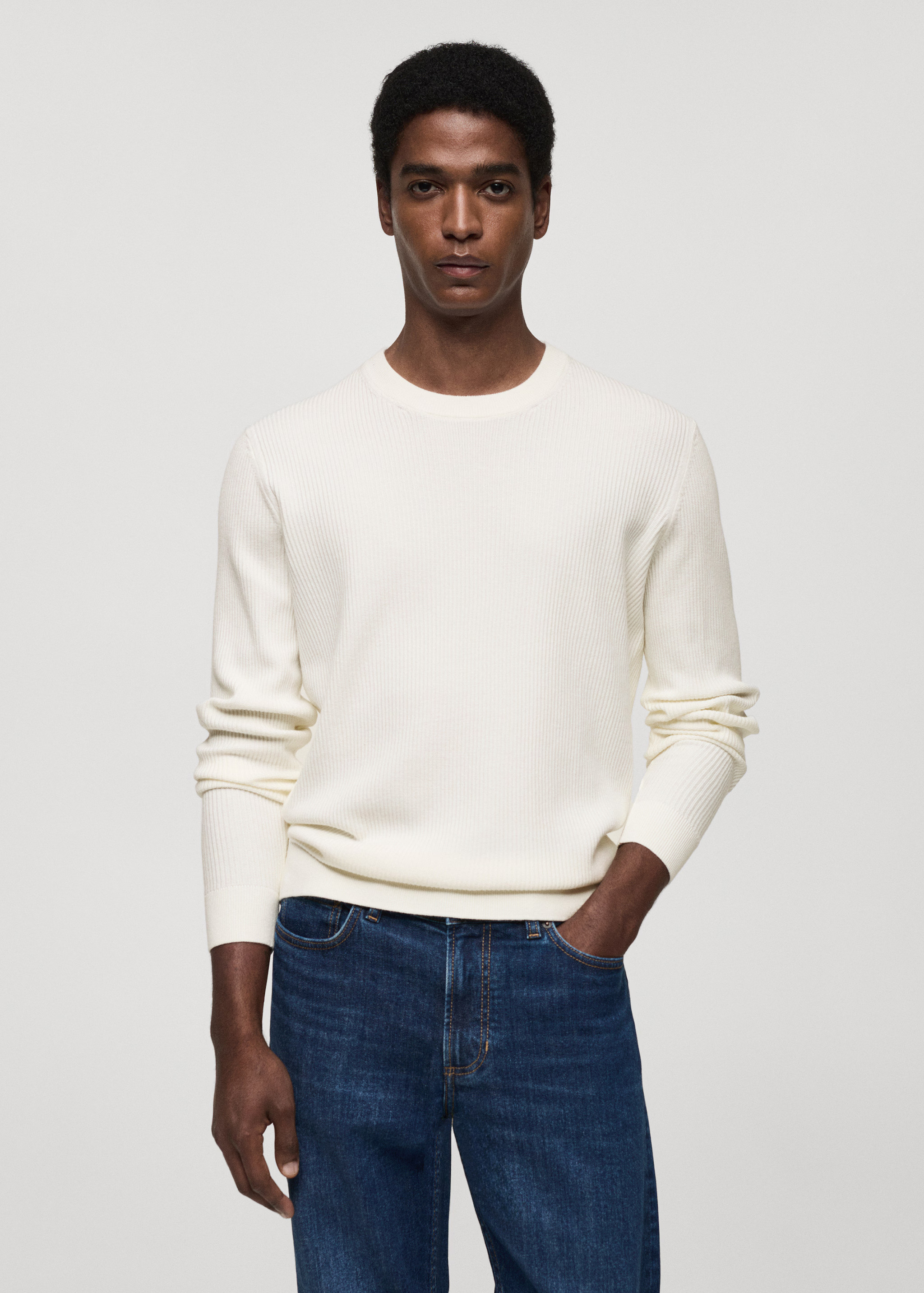 Ribbed cotton knitted sweater - Men | MANGO USA | Mango (US/MX/AU)