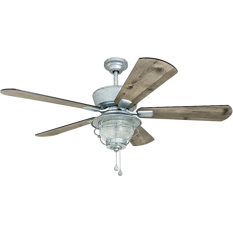 Harbor Breeze Merrimack II 52-in Galvanized Indoor/Outdoor Ceiling Fan with Light (5-Blade) | Lowe's