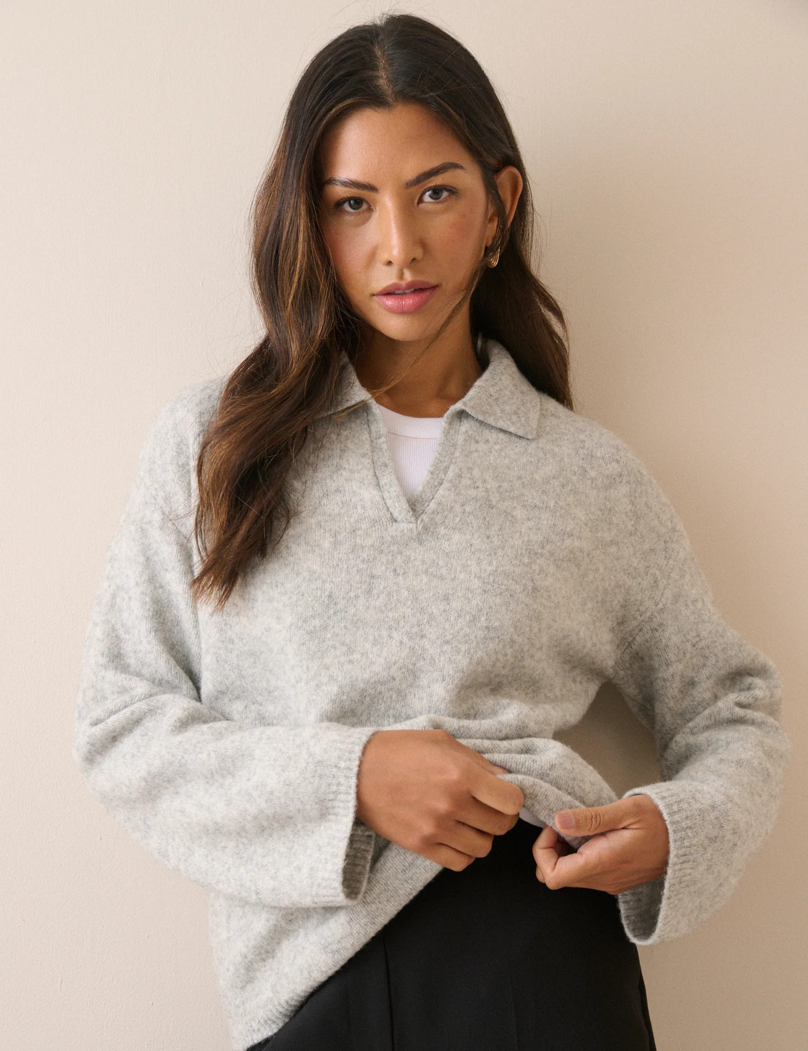 Grey Marl Polo Knitted Jumper | Nobody's Child