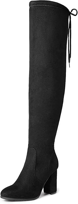 DREAM PAIRS Women's Thigh High Over The Knee Fashion Boots Block Mid Heel Long Sexy Faux Fur Boot... | Amazon (US)