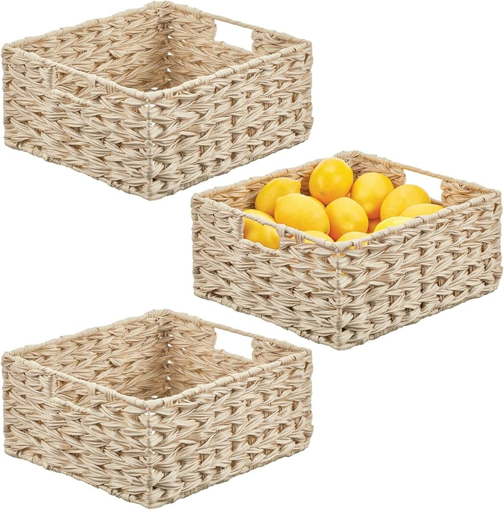 mDesign Woven Farmhouse Kitchen Pantry Food Storage Organizer Basket Bin Box - Container Organiza... | Amazon (US)