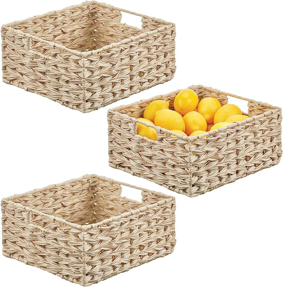 mDesign Woven Farmhouse Kitchen Pantry Food Storage Organizer Basket Bin Box - Container Organiza... | Amazon (US)
