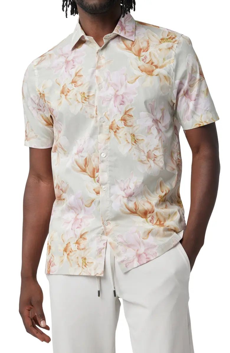 Big On-Point Short Sleeve Stretch Organic Cotton Button-Up Shirt | Nordstrom