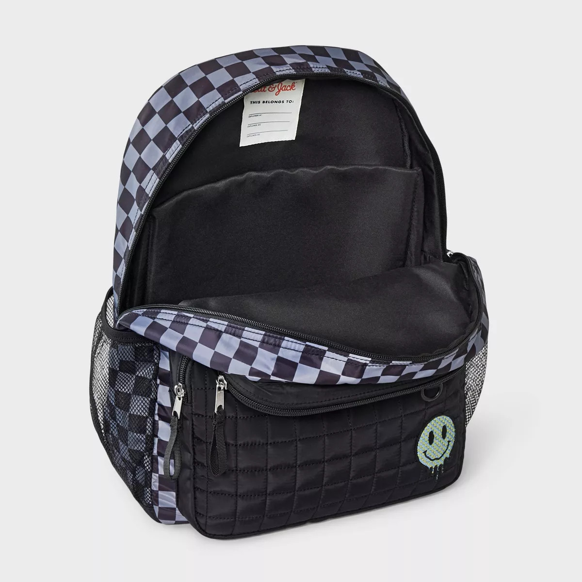 Boys' 16" Two Pocket Checkered Backpack - Cat & Jack™ Black/Gray | Target