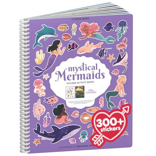 Mermaid Stickers by Cupkin, Toddler Sticker Book for Kids, Fun Toy, Toddler Road Trip Essentials, 300+ Girly Stickers + 8 Sticker Scenes and Coloring Pages, Mermaid Stickers Ages 2+ | Amazon (US)