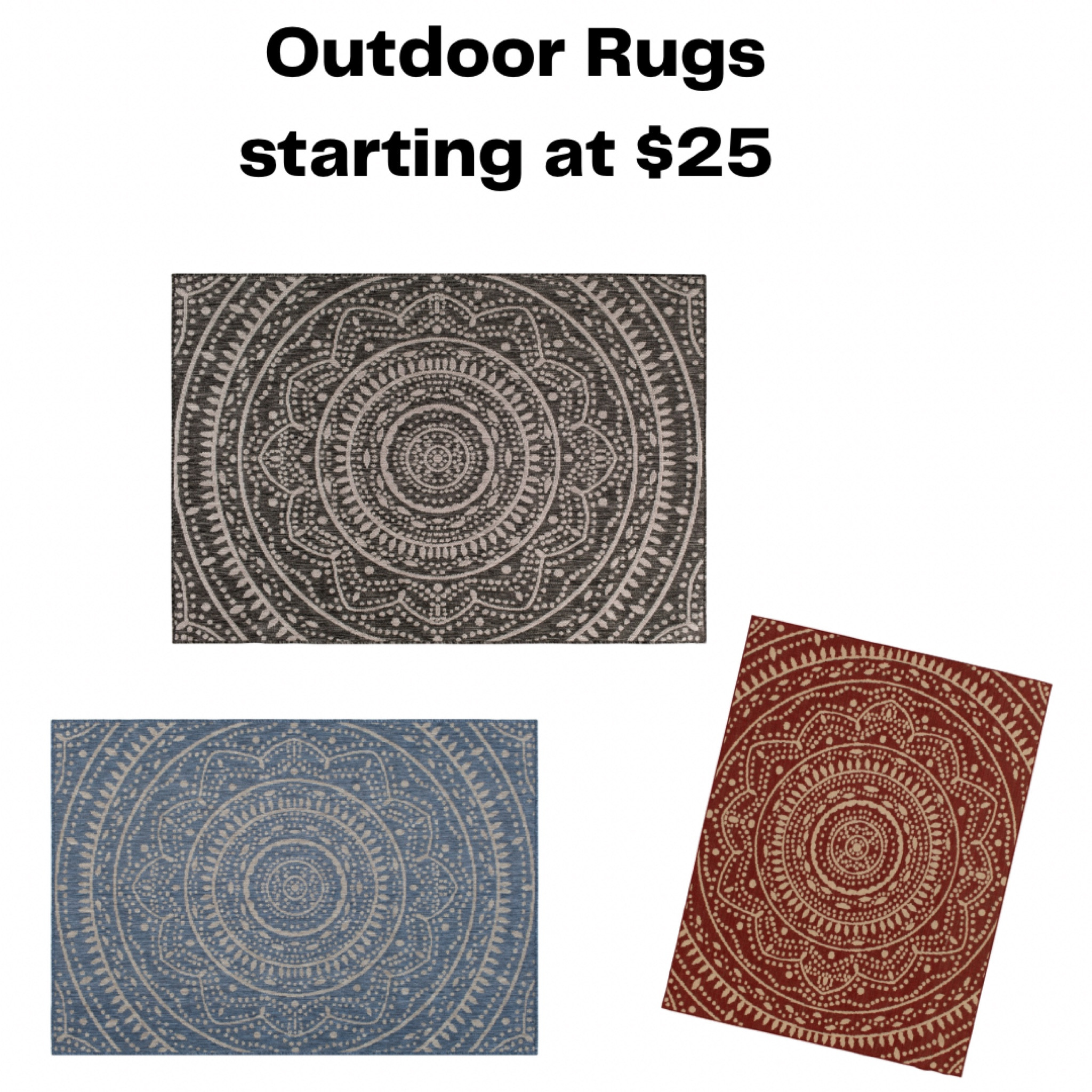 Love how an outdoor rug can just complete the look outside on a patio. These patio rugs are on sale and starting at $25. Get one while they are in stock! | patio | patio rug | outdoor | outdoor rug | for the home | porch | porch rug | home sale | faux grass | grass rug | turf rug |

#LTKhome #LTKsalealert #LTKFind