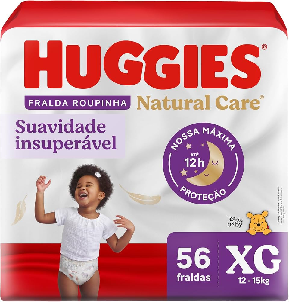 HUGGIES Fralda Huggies Natural Care Roupinha Xg 56 Unidades | Amazon (BR)