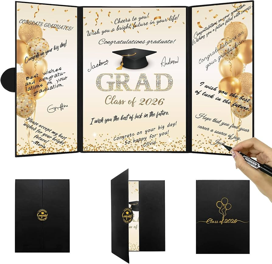 DARUNAXY Black Gold Graduation Party Decorations, Class of 2026 Congratulations Graduates Alterna... | Amazon (US)