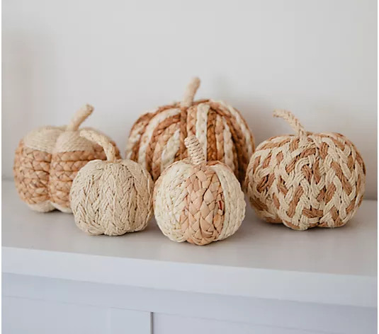 Set of 5 Assorted Size Rattan Pumpkins by Lauren McBride - QVC.com | QVC