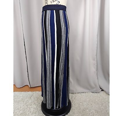 BB Dakota Can't Knit With Us Maxi Skirt Blue Black White Stripe Size Small | eBay US