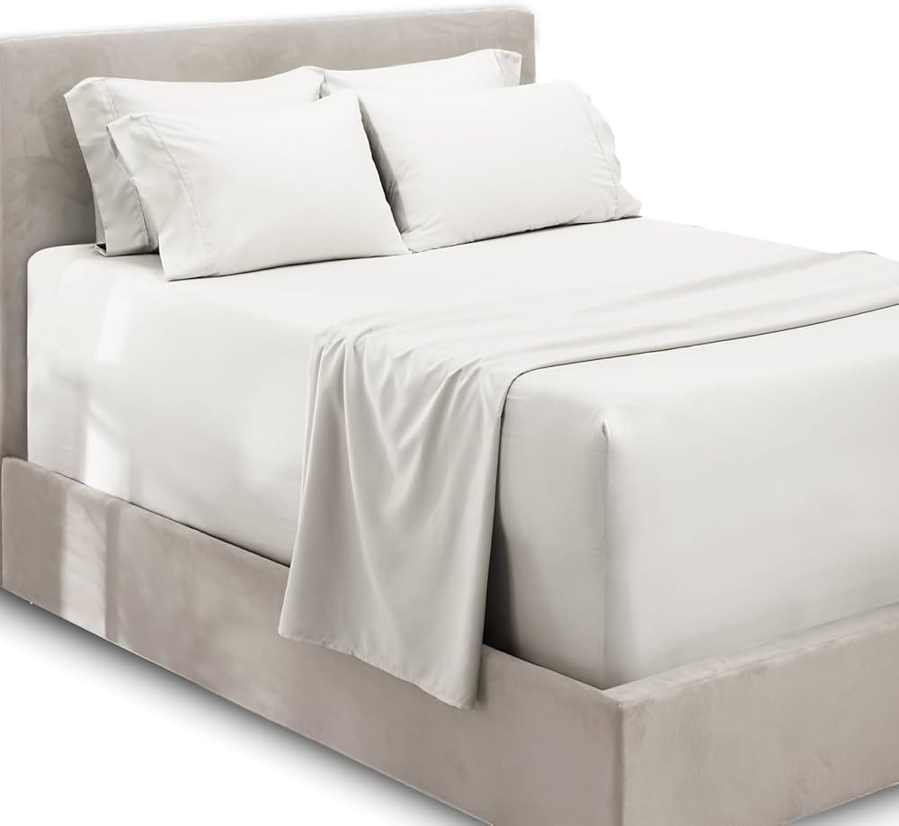 Hearth & Harbor 6Pc King Size Bed Linen Set - Extra Deep Pocket Sheets 18-24 Inches - Microfiber ... | Amazon (US)