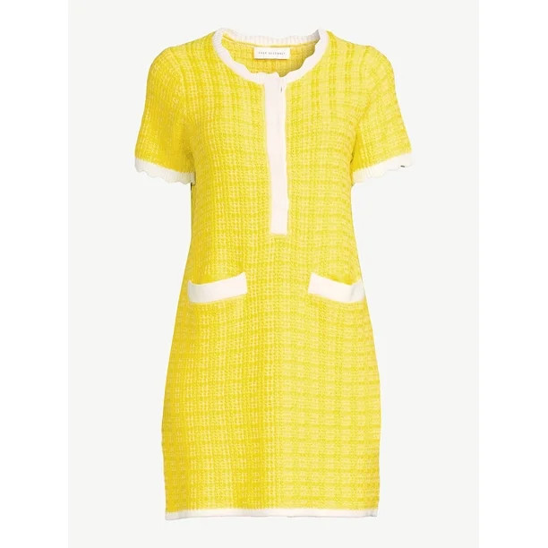 Free Assembly Women's Mini Sweater Dress with Scalloped Trim | Walmart (US)