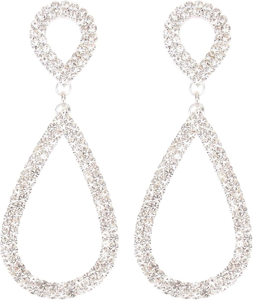 Rhinestone Teardrop Dangle Earrings Sparkly Wedding Jewelry | Amazon (US)