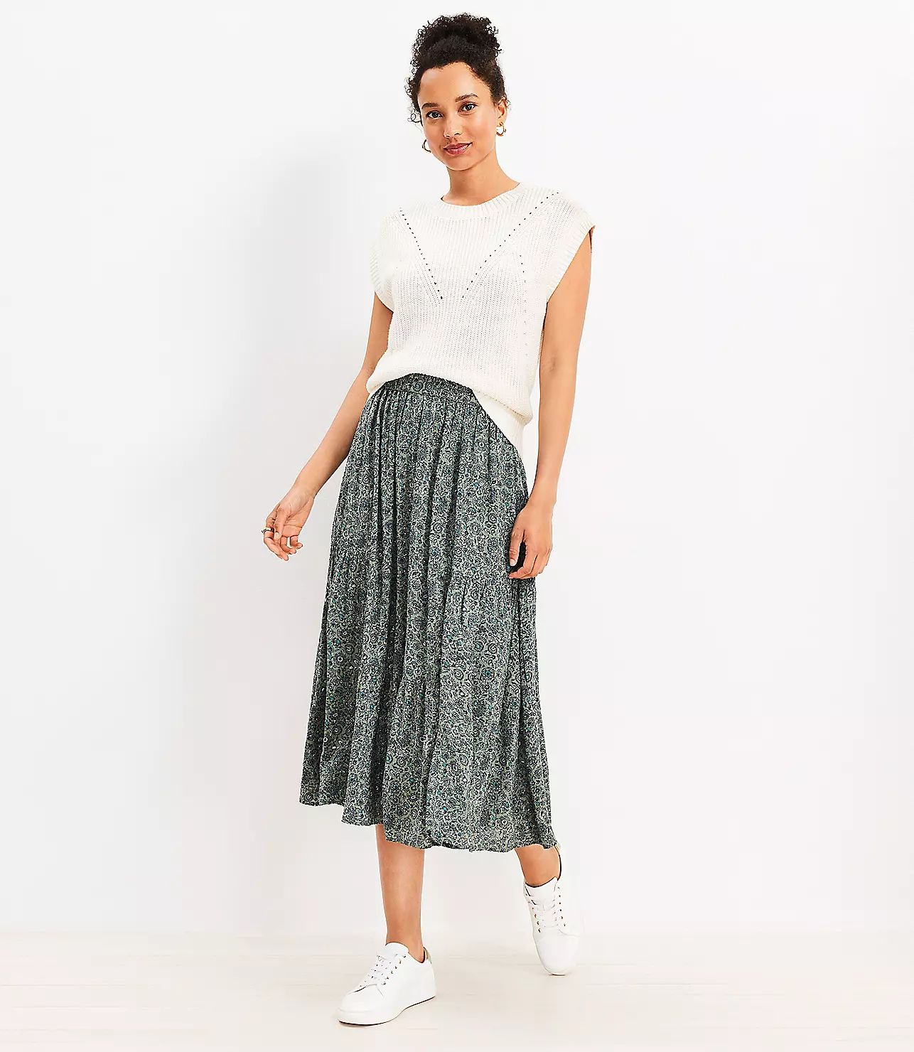 Petite Clip Tiered Midi Skirt | LOFT
